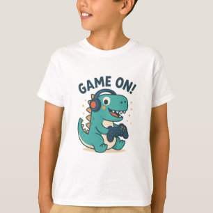 Jouez ! T-shirt pour enfants dinosaure gamer cool