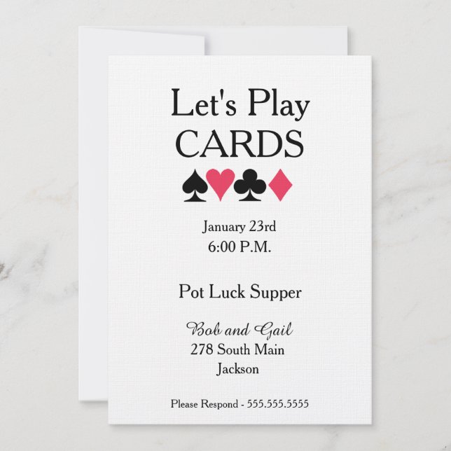 Jouons aux cartes Pot Luck Supper Invitation (Devant)