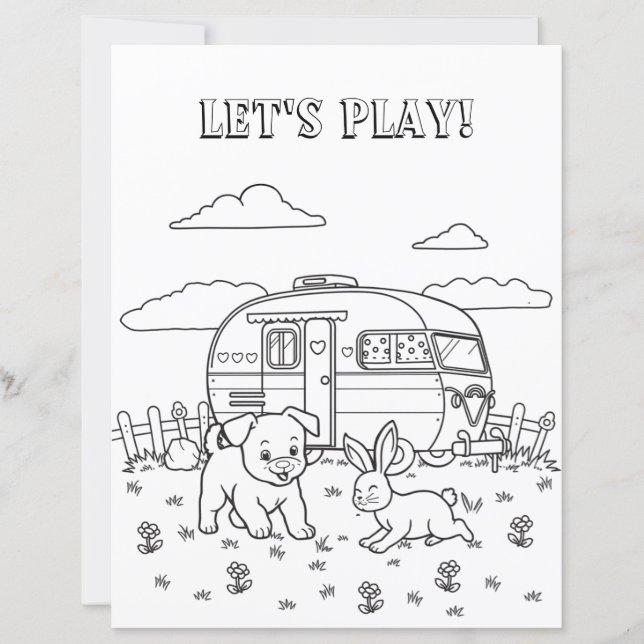 Jouons | Page de coloriage du camping pour enfants (Devant)
