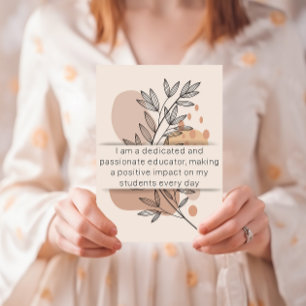 Jour 2 Affirmation de l'enseignant Carte quotidien