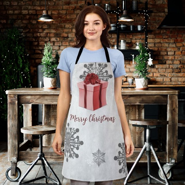 Jour cadeau de Noël rouge tablier (Red Christmas Gift Holiday Apron)