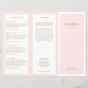 Jour de beauté rose clair Spa Salon TriFold Brochu
