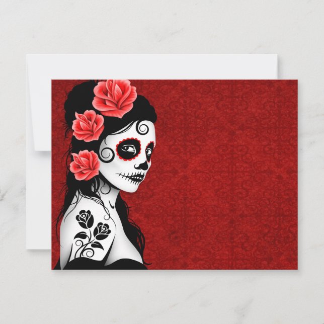 Jour de la fille crâne de sucre mort - rouge (Devant)