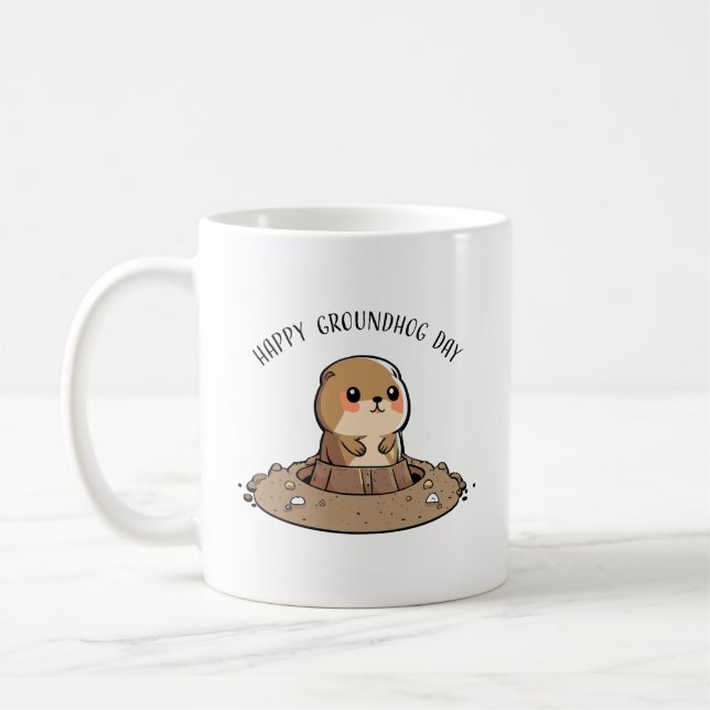 Jour de la marmotte Kawaii Mug (Gauche)