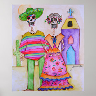JOUR DE LA MORT MEXICAINE ARTISTE COUPLE POSTERS