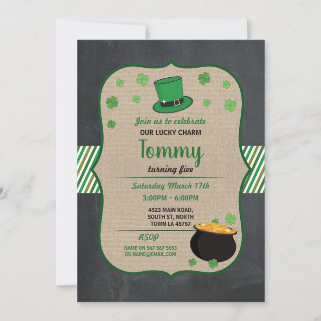 Jour de la Saint Patrick Anniversaire Invitation S (Devant)
