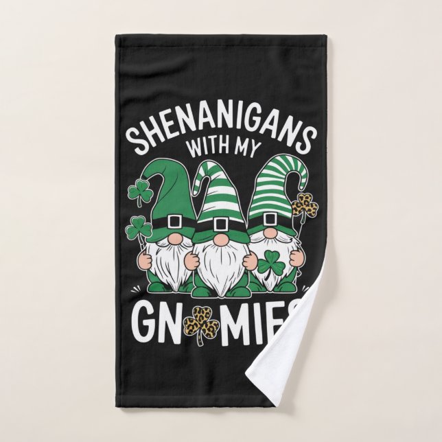 Jour de la Saint-Patrick Chanceux Trèfle Gnomes Lé (Serviette à main)