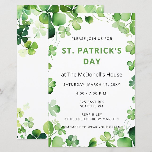 Jour de la Saint Patrick du Shamrock de trèfle ver (Devant / Derrière)