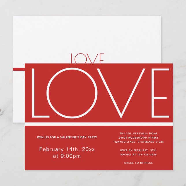 Jour de l'amour Valentines | Invitation (Devant / Derrière)