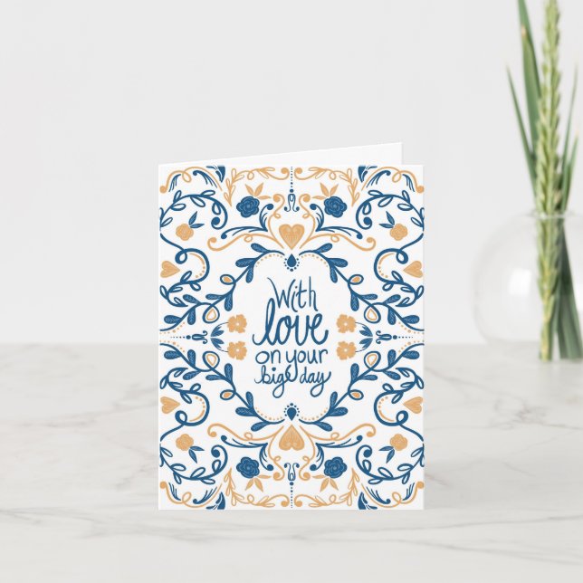 Jour de Mariage Avec Amour, Carte d'Art Populaire, (Devant)