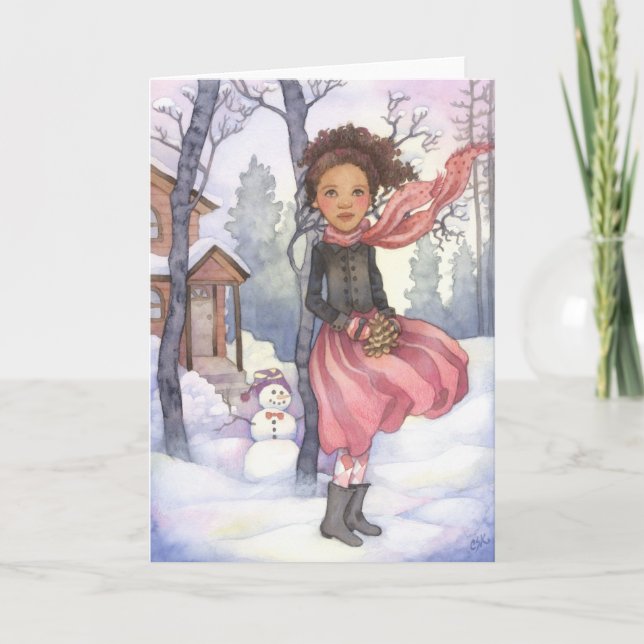 Jour de neige - carte de voeux d'hiver (Devant)