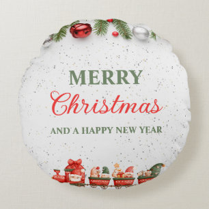 Jour de Noël moderne coloré Meilleur Coussin rond