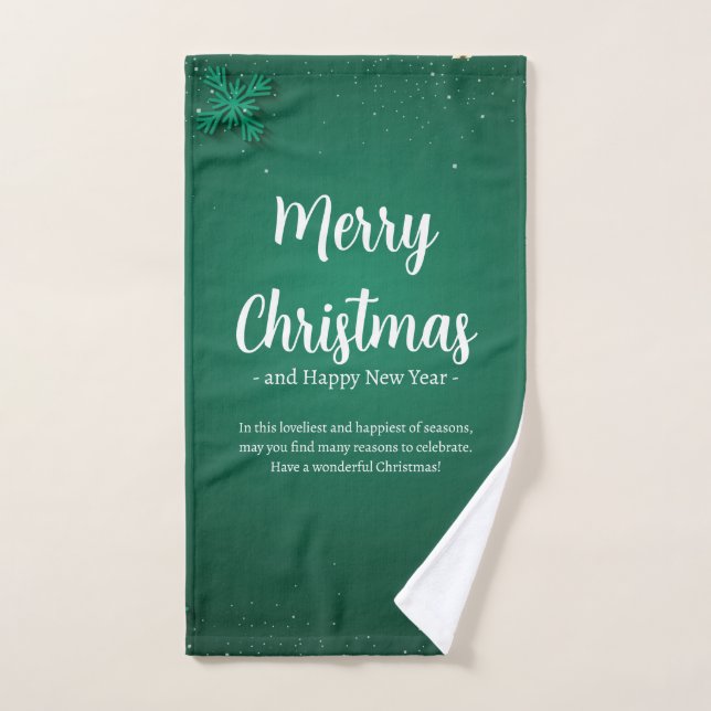 Jour de Noël simple vert et blanc et Nouvel An (Serviette à main)