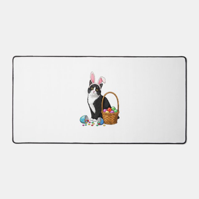 Jour de Pâques Chat Lapin Oreilles Oeufs Graphique (Recto)