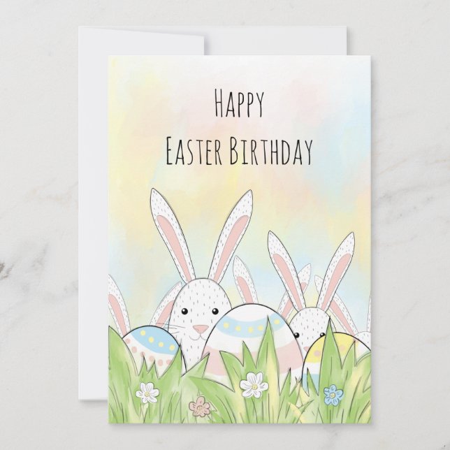 Jour de Pâques mignon lapin et oeufs (Devant)
