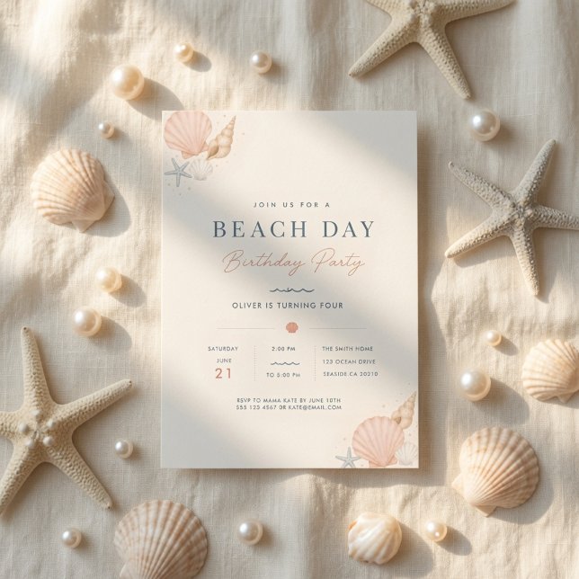 Jour de plage minimaliste Invitation d'anniversair (Créateur téléchargé)