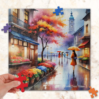 Jour de pluie coloré dans le Puzzle d'aquarelle de