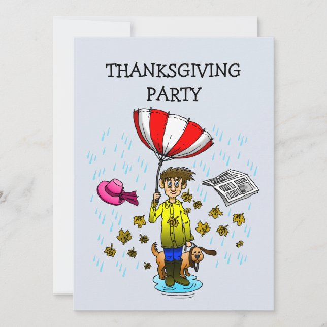 Jour de pluie sur une invitation de Thanksgiving (Devant)