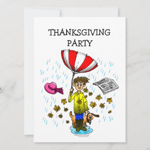 Jour de pluie sur une invitation de Thanksgiving