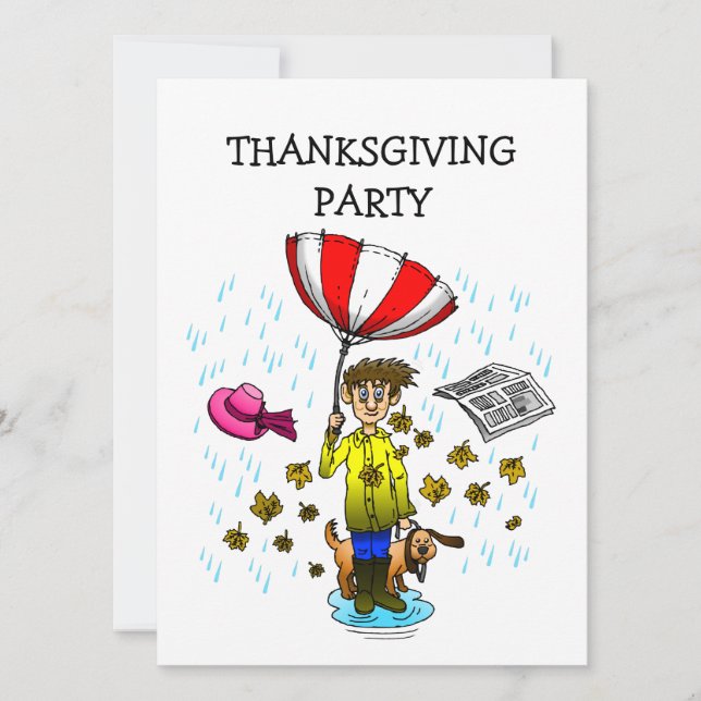 Jour de pluie sur une invitation de Thanksgiving (Devant)