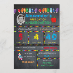 Jour d'école maternelle carte photo garçon, tablea