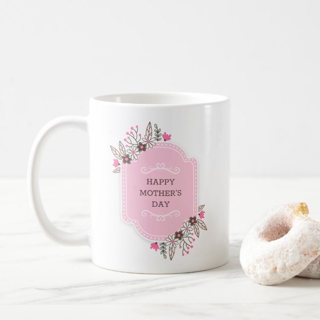 Jour des mères florales élégantes | Café Mug (Avec donut)