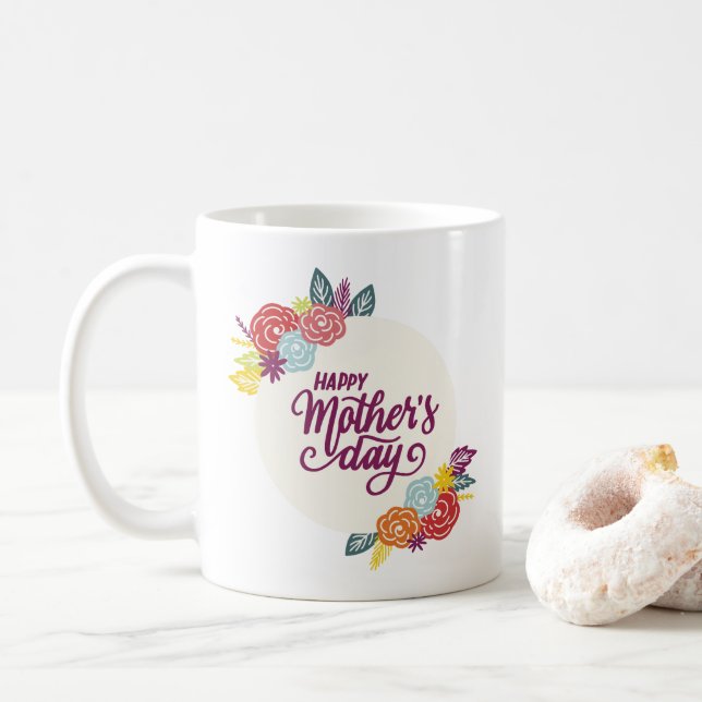 Jour des mères florales élégantes | Café Mug (Avec donut)