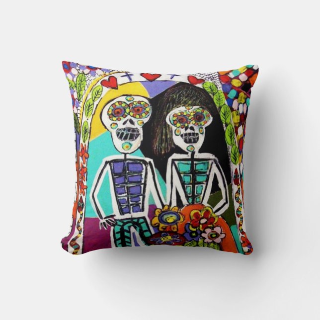 Jour des morts - couple de Mexicain de coussin (Recto)