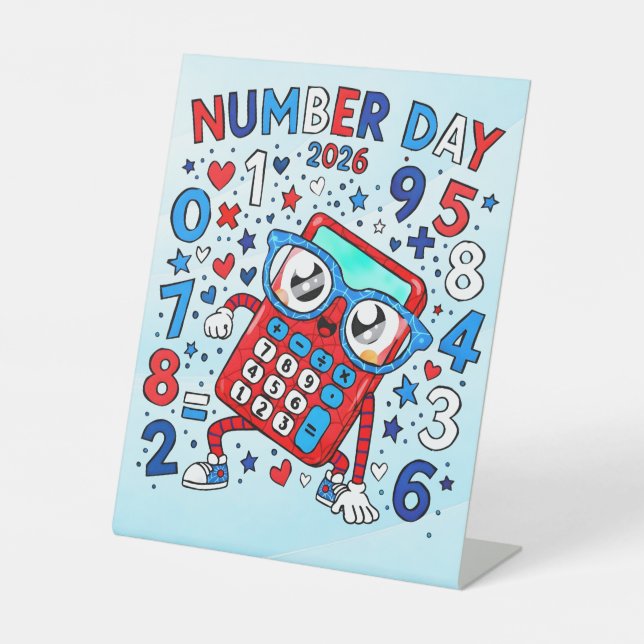 Jour des nombres 2026 Panneau de piedestal de math (Recto)