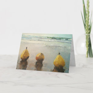 Jour des poires à la plage Carte avec incrustation