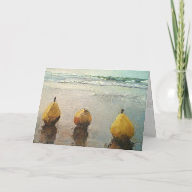Jour des poires à la plage Carte avec incrustation (Devant)