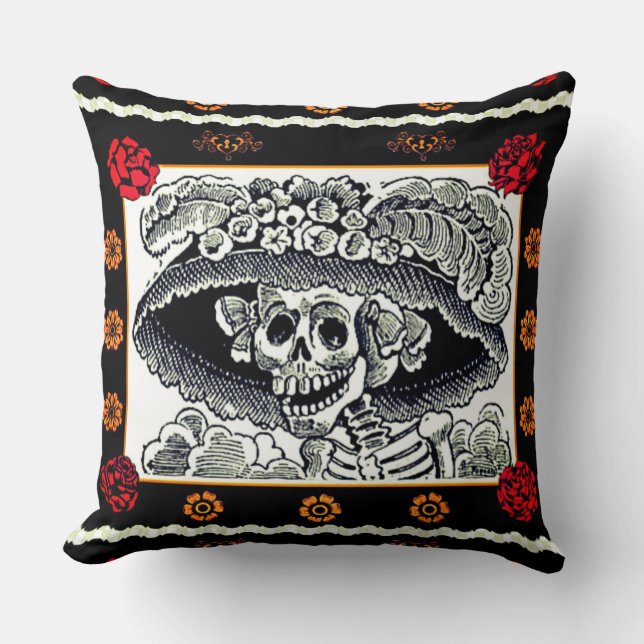 Jour du Coussin mort - La Catrina avec les Roses (Recto)
