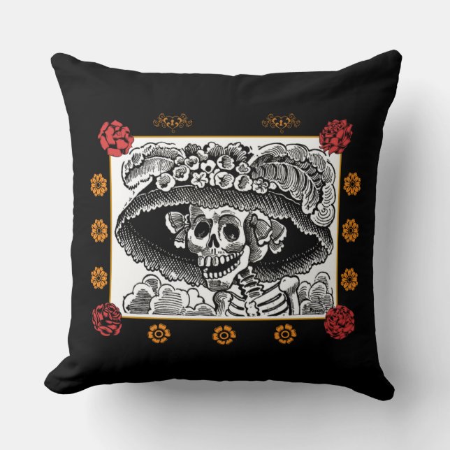 Jour du Coussin mort - La Catrina avec les Roses (Recto)