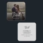 Jour du mariage Photo Carte de remerciements lettr<br><div class="desc">Une façon géniale et réfléchie de remercier vos amis,  votre famille et vos collègues qui vous ont honoré leur présence lors de votre mariage avec cette photo moderne,  cartes de remerciement avec script écrit "merci" et un coeur d'amour.</div>