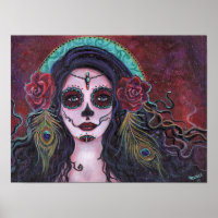 Jour du poster mort avec plumes de paon