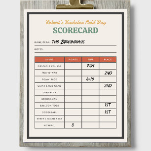Jour du terrain Bachelor Party Team Scorecard