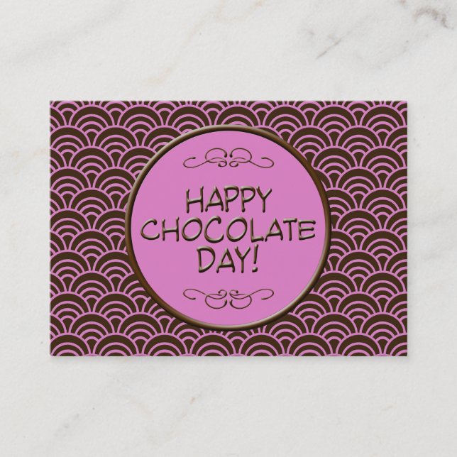 Jour heureux de chocolat ! Carte de visite rose et (Devant)