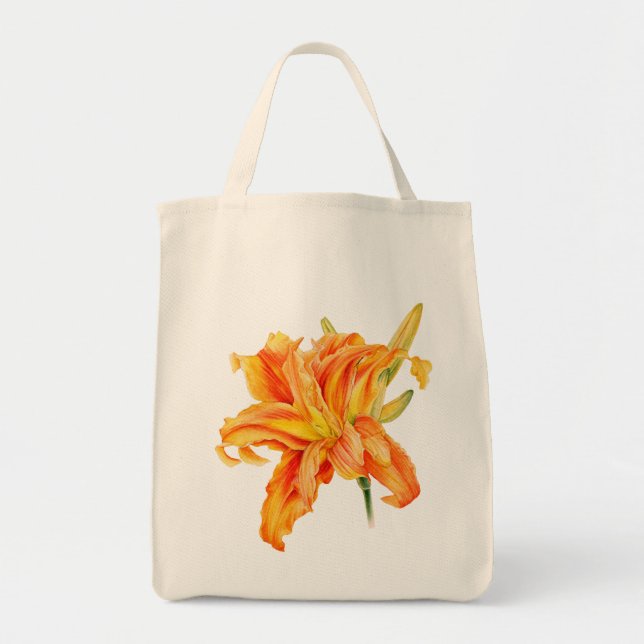 Jour Lily fine art orange et sac de fleurs vert (Devant)