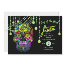Jour moderne de la mort Fiesta Invitations crâne à
