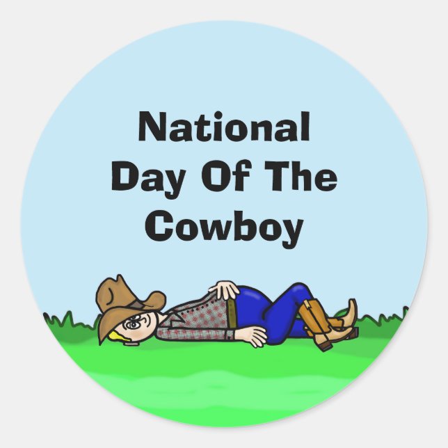 Jour National Du Sticker Cartoon Cowboy (Devant)