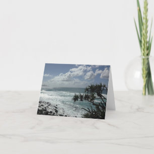 Jour nuageux de la plage Carte de remerciements pl