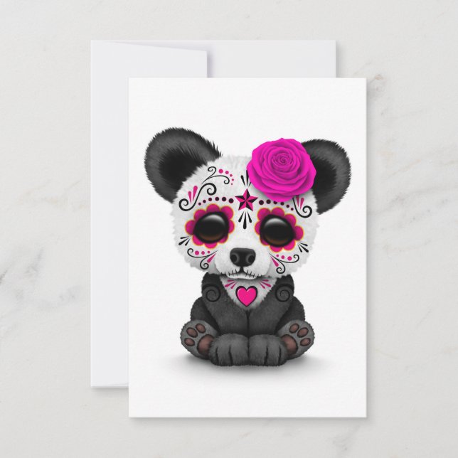 Jour rose du panda crâne de sucre mort sur blanc (Devant)