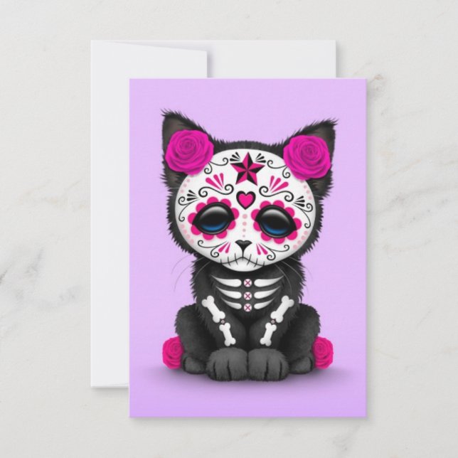 Jour rose mignon du chat Kitten Mort, violet (Devant)