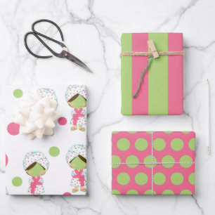 Jour spa Cute Girl Envelopper papier feuille ensem