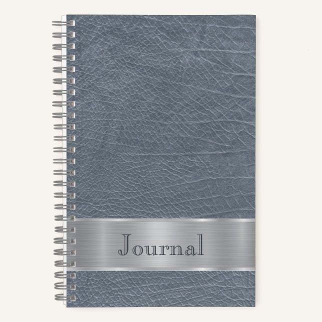 Journal à l'aspect cuir bleu gris (Recto)