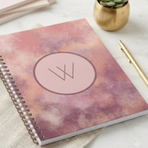 Journal à monogramme abstrait aquarelle rose pouss