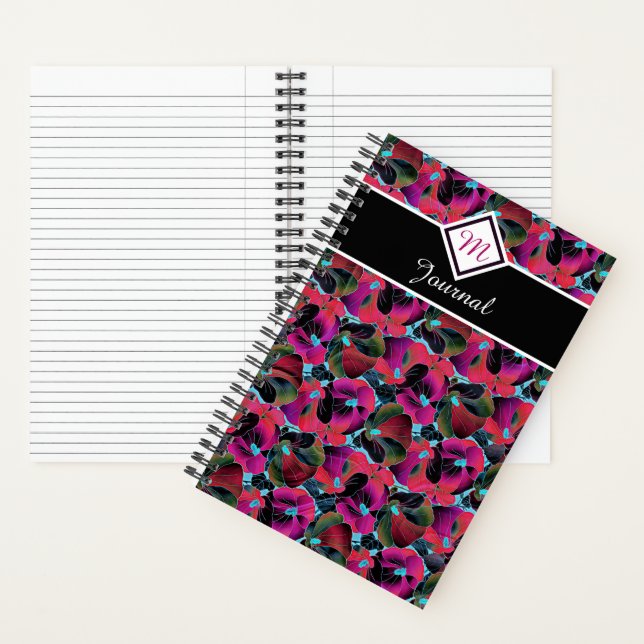 Journal à monogramme floral rose vif (À l'intérieur)