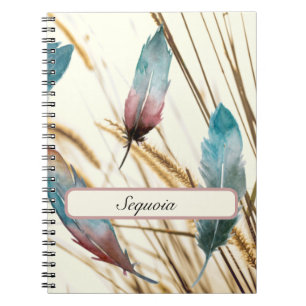 Journal à plume de rose sarcelle personnalisé de r