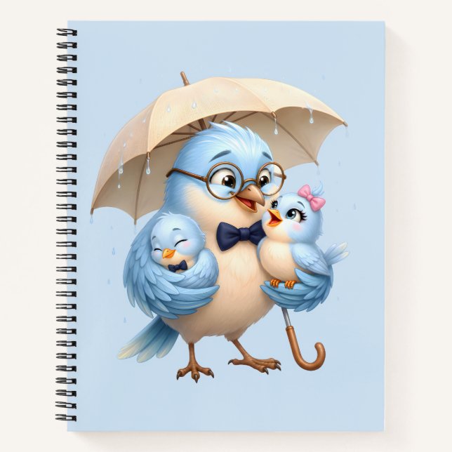 Journal à reliure spirale Famille Papa Oiseau (Devant)