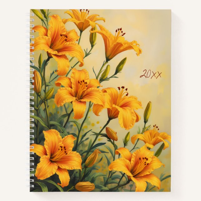 Journal à reliure spirale Fleur de jour (Devant)